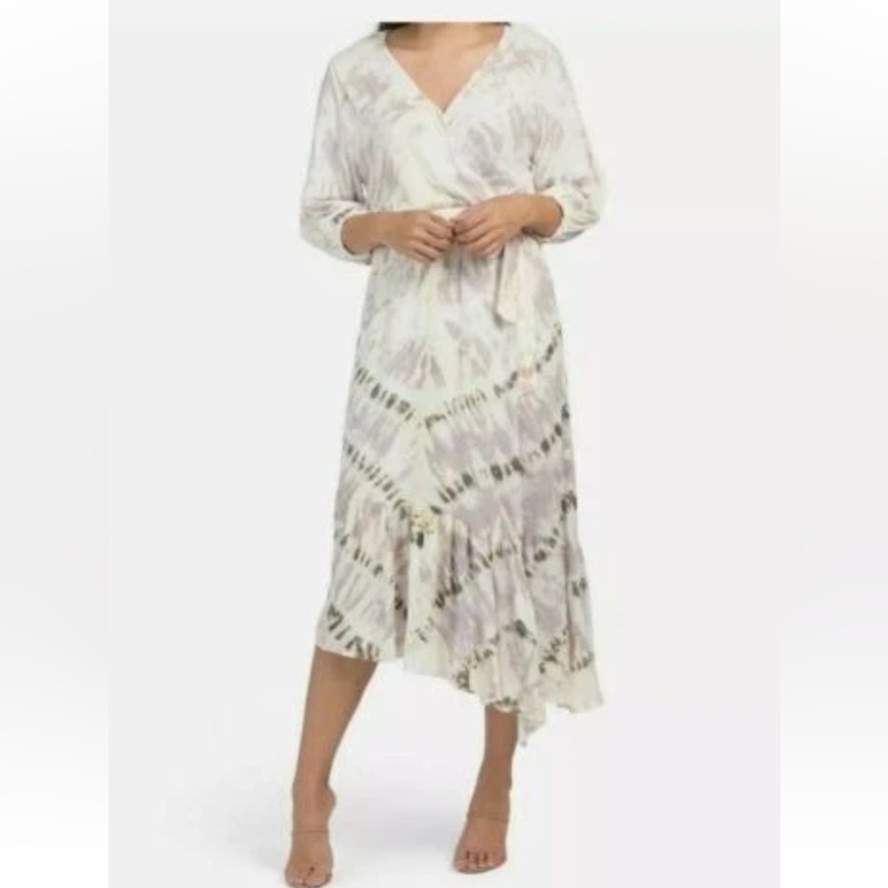 Young Fabulous & broke tie dye asymmetrical dress cream & purple xs